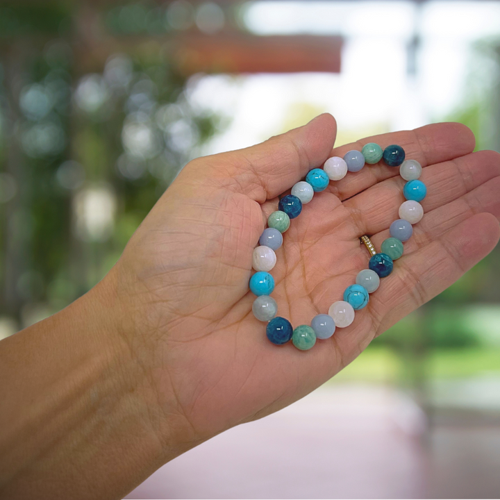 Calm, Peace & Tranquillity Crystal Gemstone Stretch Bead Bracelet  - SoulCafe Gift Box & Tag