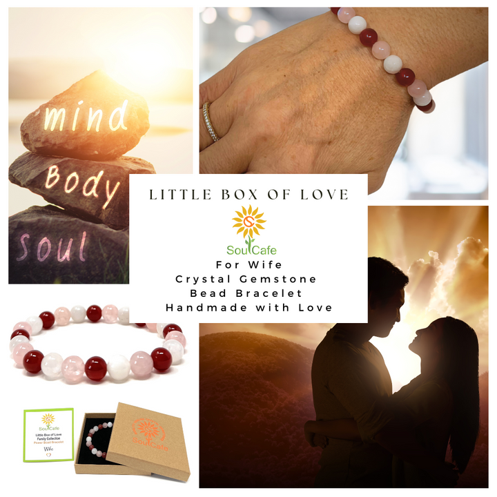 Gift for Wife - Stretch Bead Crystal Gemstone Bracelet - Soul Cafe Gift Box & Tag