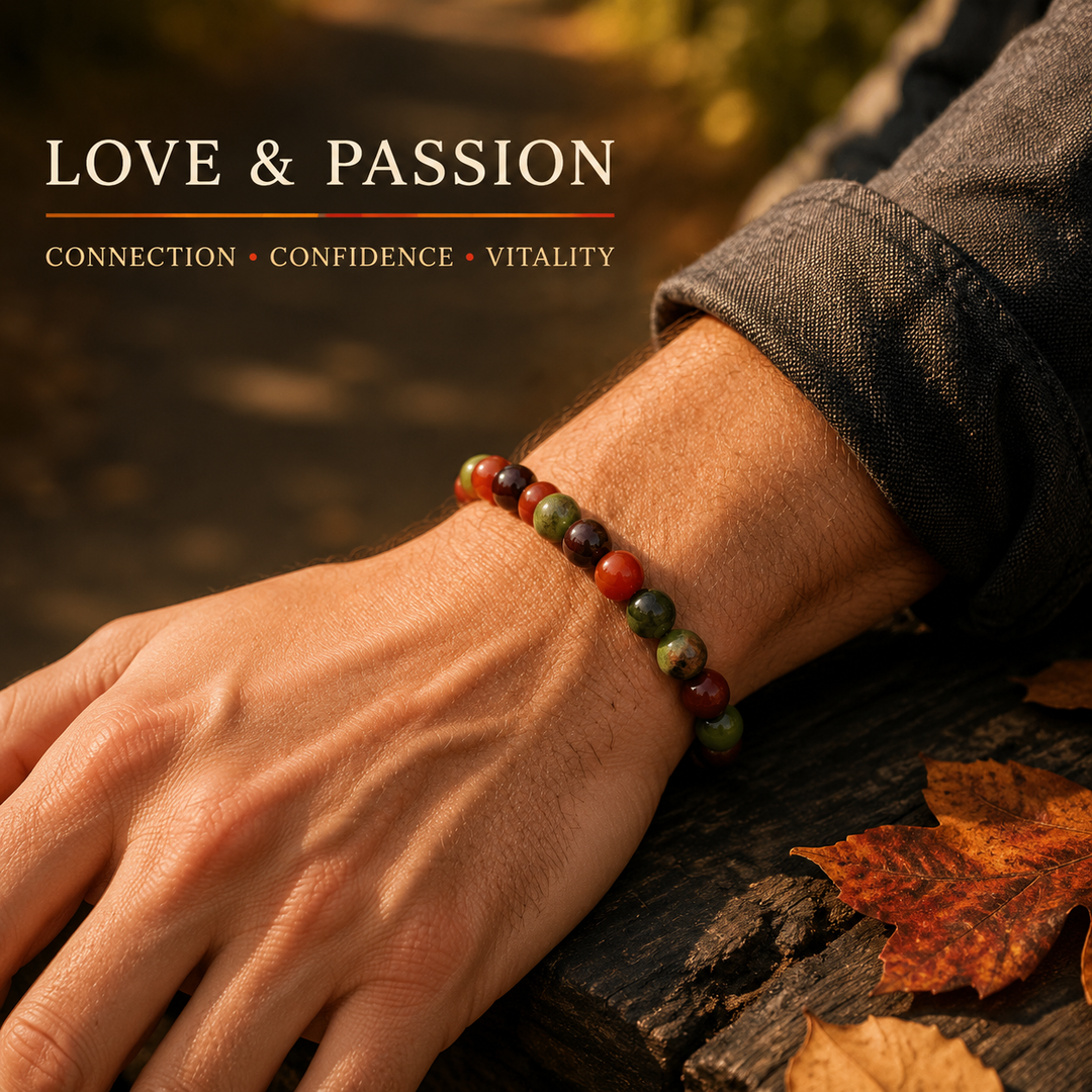 Men's Love & Passion Stretch Crystal Gemstone Bead Bracelet - SoulCafe