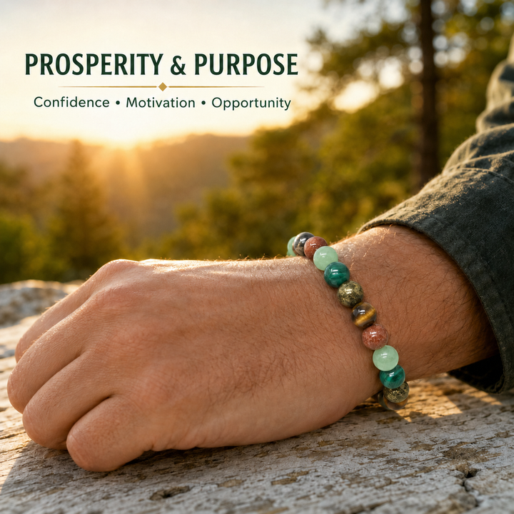 Men's Prosperity Abundance & Success Crystal Bead Bracelet - Holistic Support for Manifesting