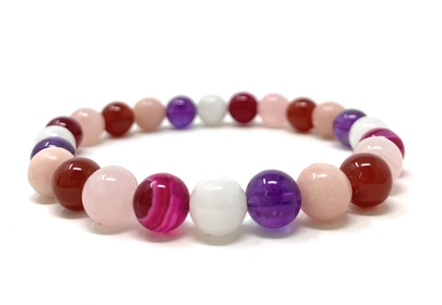 Manifest Enhance & Attract Love Crystal Gemstone Stretch Bead Bracelet  -  Soul Cafe Gift Box & Crystal Properties Infomation Card