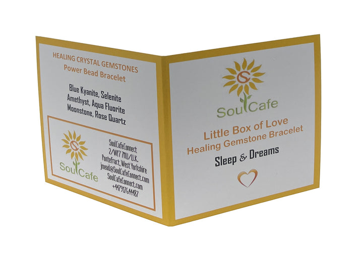Sleep and Dream Crystal Gemstone Stretch Bead Bracelet - Soul Cafe Gift Box and Tag