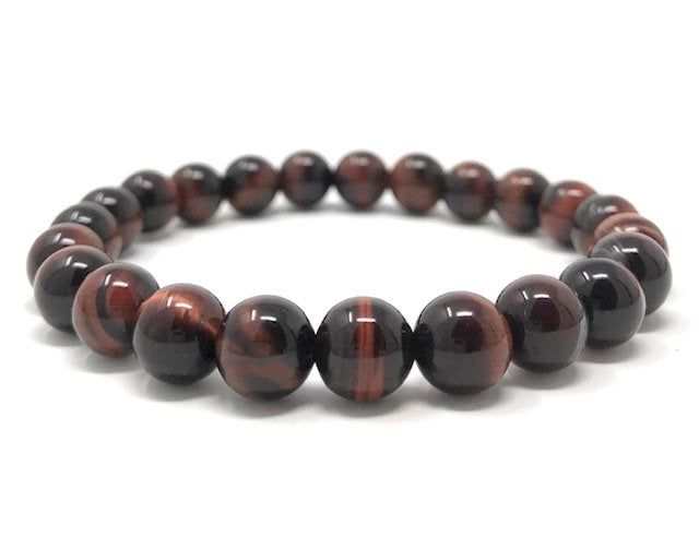 Red Tigers Eye Crystal Gemstone Bead Bracelet - Soul Cafe Gift Box & Tag