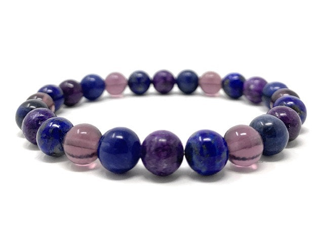 Soulcafe Third Eye Chakra Crystal Bead Bracelet with Gemstones for Spiritual Connection, Wellness, Reiki, Meditation & Affirmation's Gift Box & Crystal Meaning Information Tag